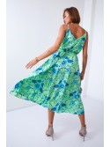 Patterned summer dress with straps, green 110600 - Online store - Boutique